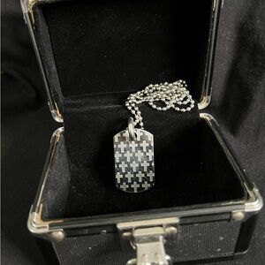 Simmons Stainless Steel Cross Print Dog Tag Pendant with Chain